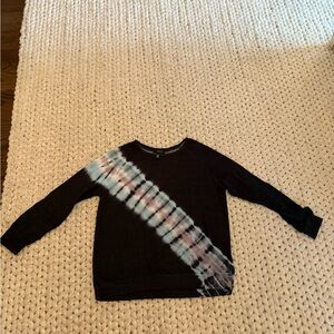 Aqua Black and Pink Tie-Dye Women's Sweater